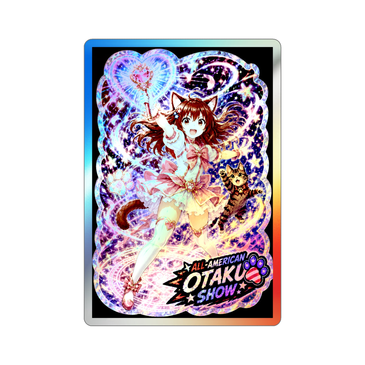 Holographic Stella transforming into a magic girl sticker