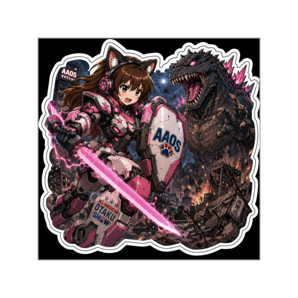 Stella in A Mecha battle with a Kaiju sticker