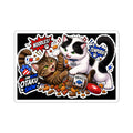 Noodles and tempura having a classic bout over treats sticker