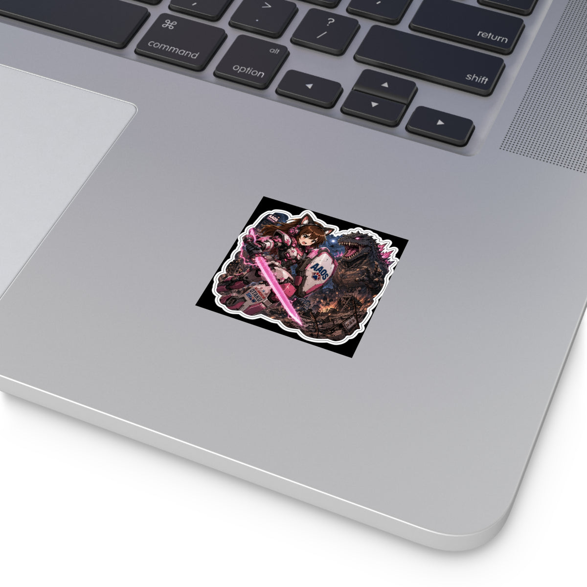 Stella in A Mecha battle with a Kaiju sticker