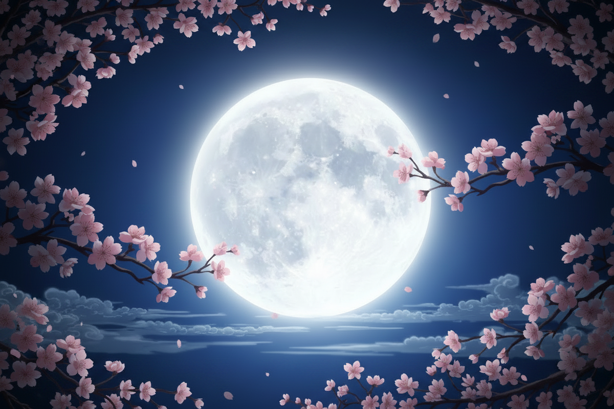 Midnight Blue Cherry Blossom Banner